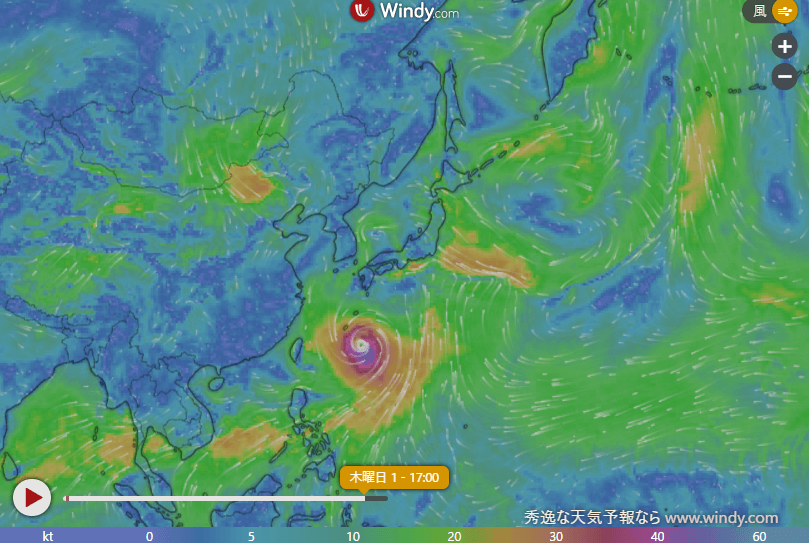 台風２号2023.6.1Windy 
