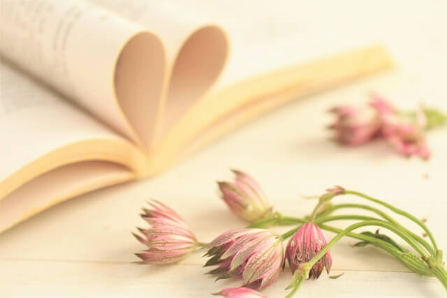 ピンクの可愛い花と本